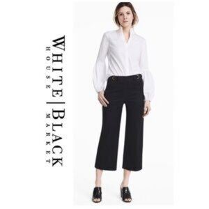 NWT WHBM Black Wide-Leg Cropped Pants 4